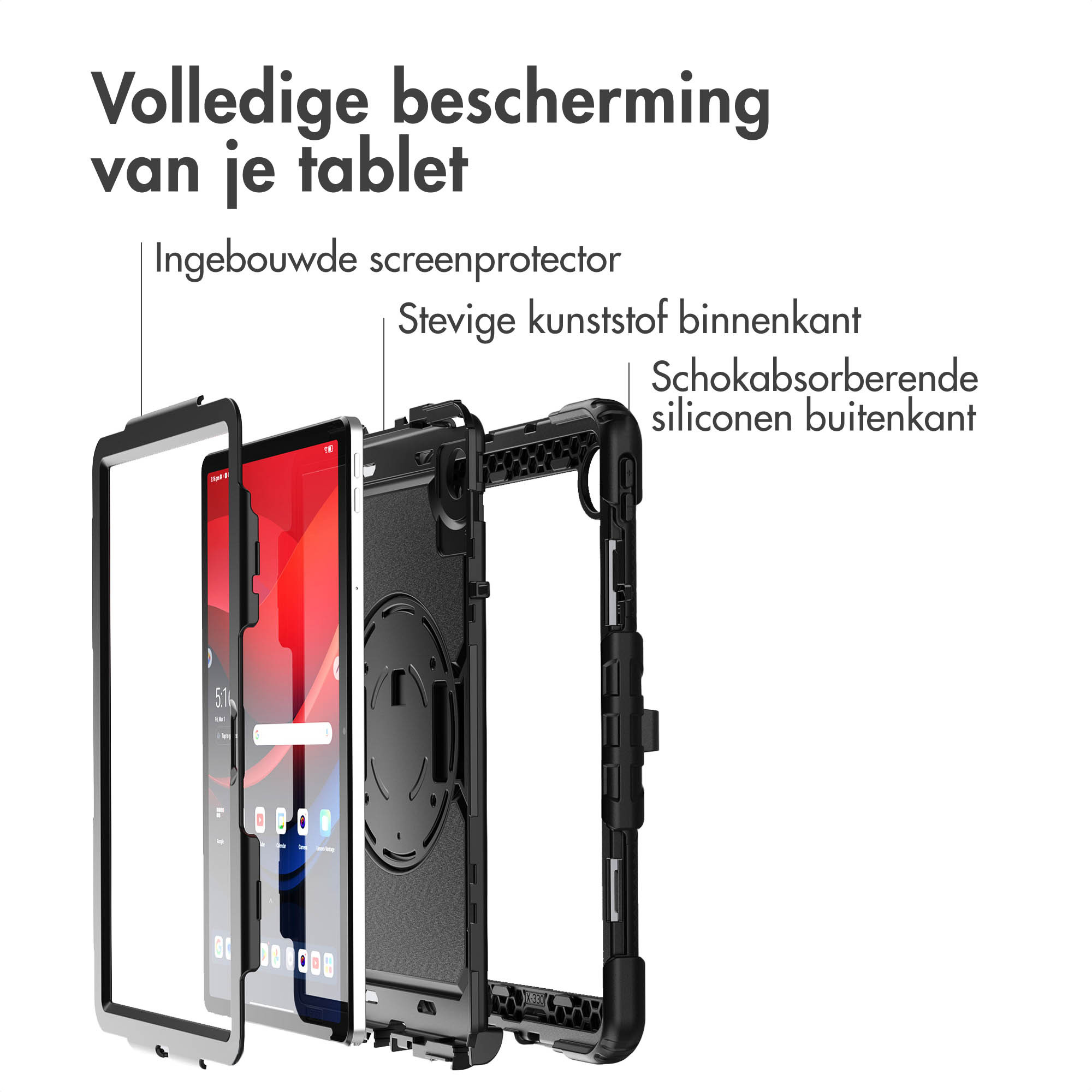 Accezz Rugged Backcover met schouderstrap Lenovo Tab M11 - Zwart - Afbeelding 7