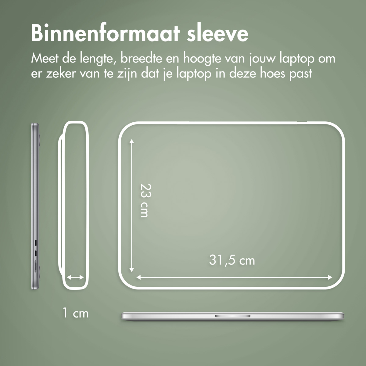 Accezz Leather Laptop hoes Apple MacBook 13 inch - Laptopsleeve - Zwart - Afbeelding 6