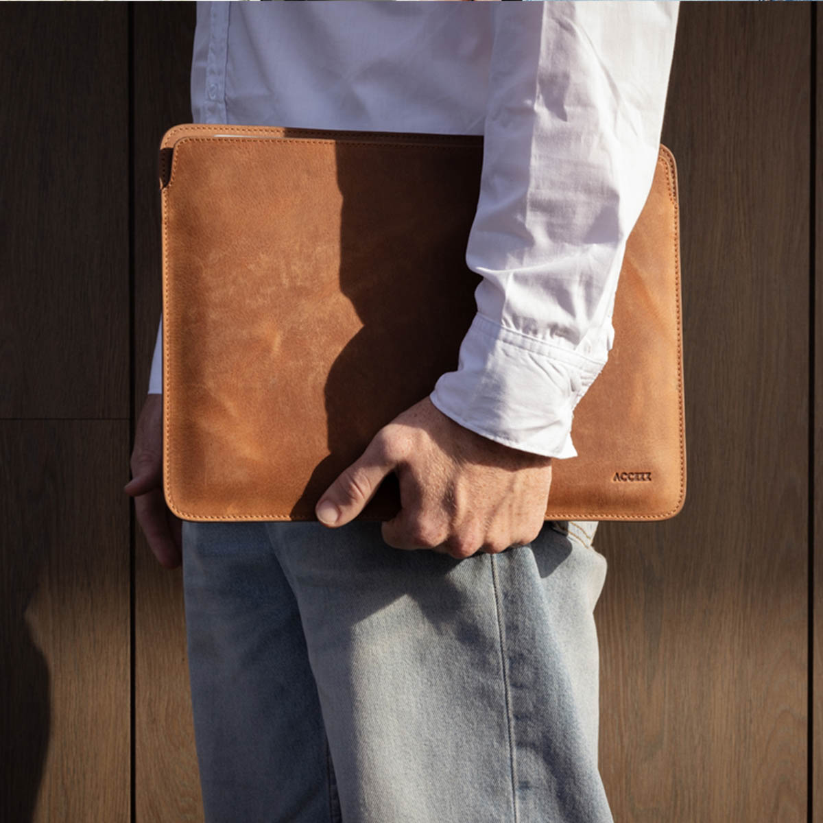 Accezz Leather Laptop hoes Apple MacBook 13 inch - Laptopsleeve - Cognac - Afbeelding 6