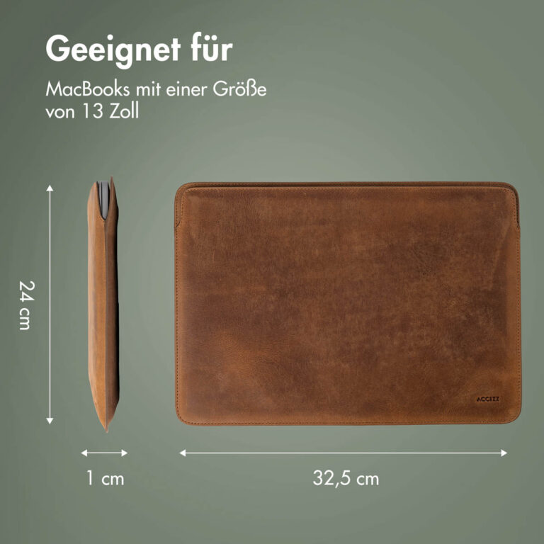 Accezz Leather Laptop hoes MacBook 13 inch - Laptopsleeve - Cognac - Afbeelding 5