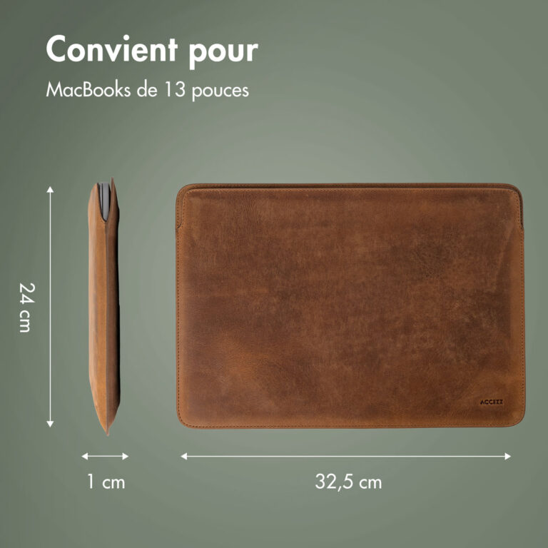 Accezz Leather Laptop hoes MacBook 13 inch - Laptopsleeve - Cognac - Afbeelding 3