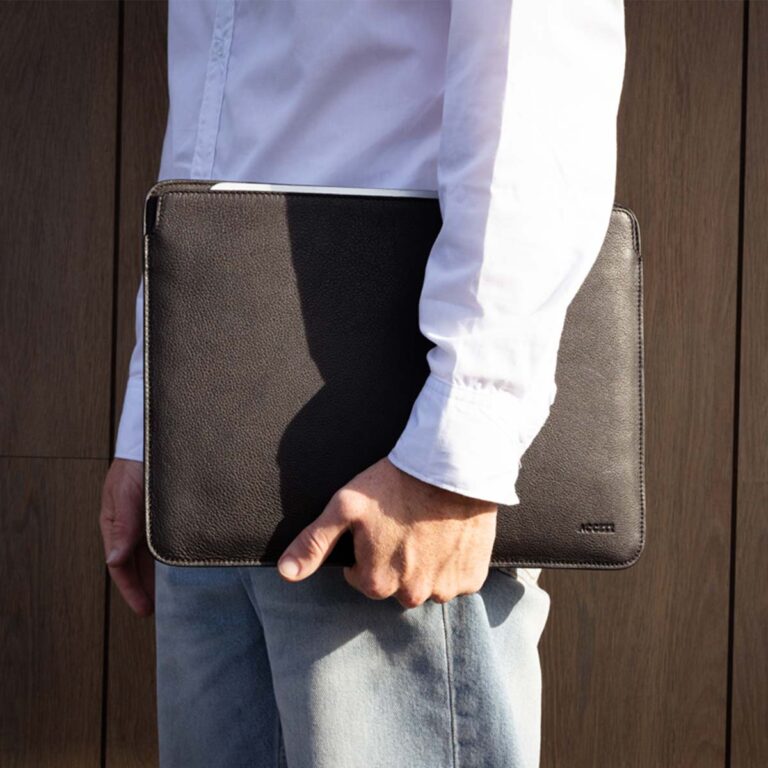 Accezz Leather Laptop hoes MacBook 14 inch - Laptopsleeve - Zwart - Afbeelding 7