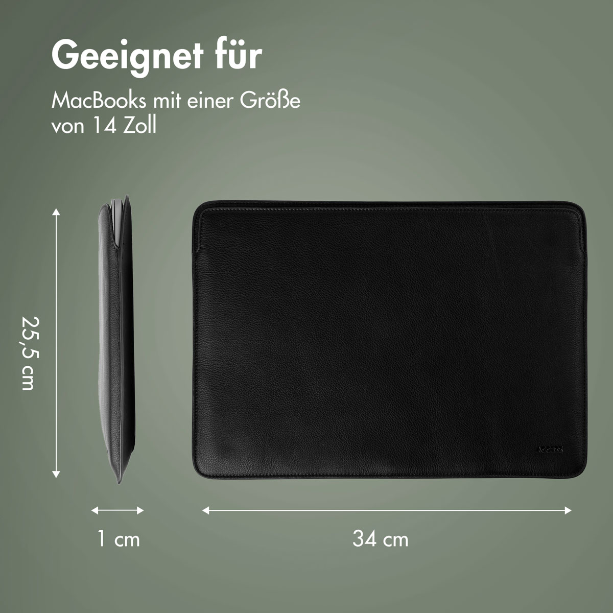 Accezz Leather Laptop hoes Apple MacBook 14 inch - Laptopsleeve - Zwart - Afbeelding 10