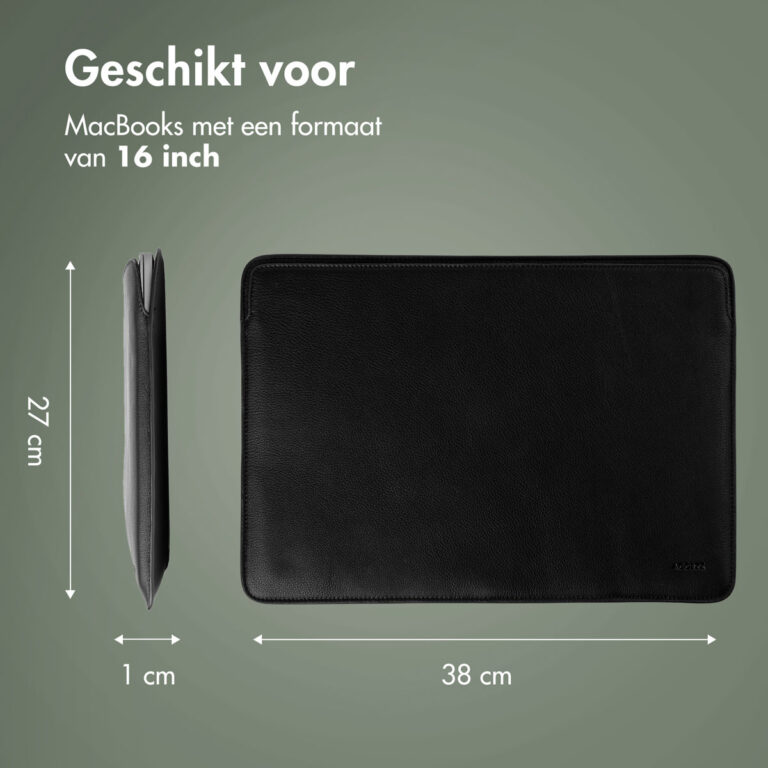 Accezz Leather Laptop hoes MacBook 16 inch - Laptopsleeve - Zwart - Afbeelding 6
