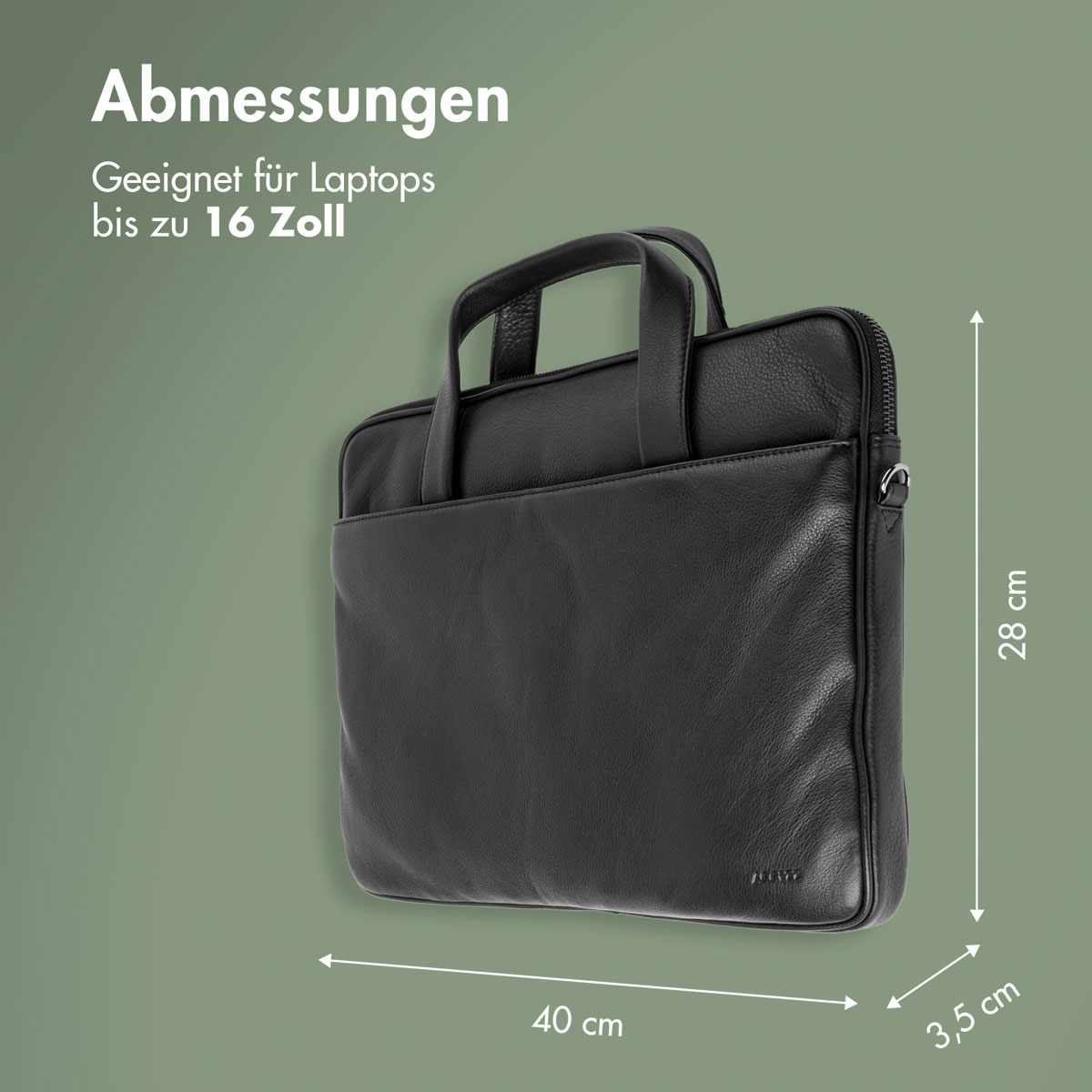 Accezz Leather Laptoptas 16 inch - Zwart - Afbeelding 10