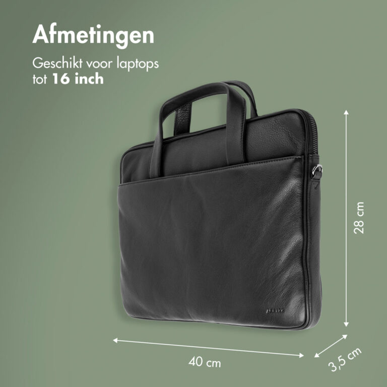 Accezz Leather Laptoptas 16 inch - Zwart - Afbeelding 7