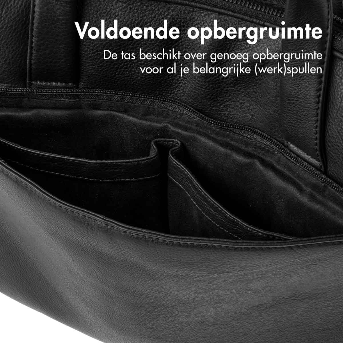 Accezz Leather Laptoptas 16 inch - Zwart - Afbeelding 8