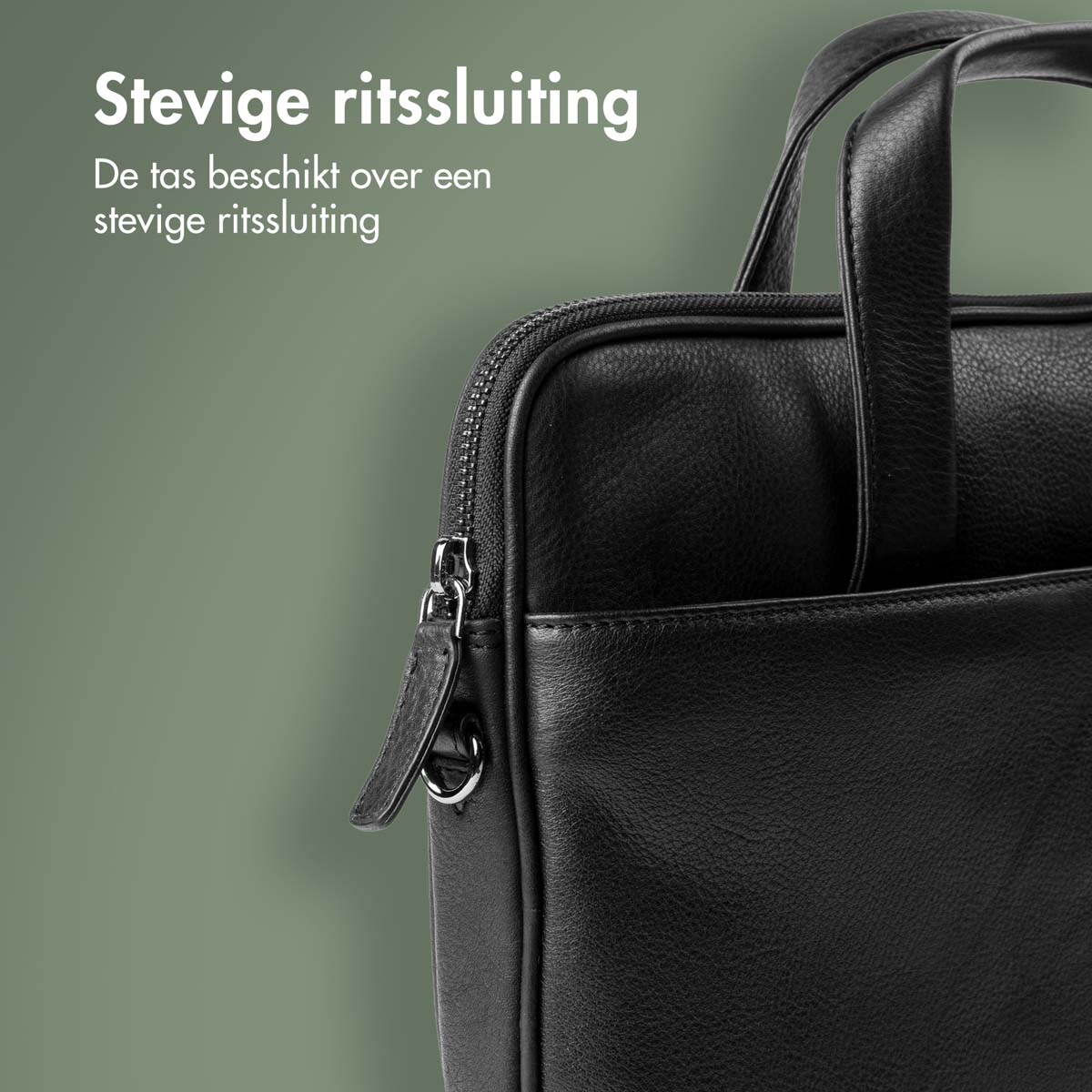 Accezz Leather Laptoptas 16 inch - Zwart - Afbeelding 6