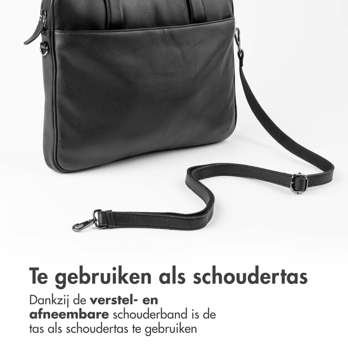 Accezz Leather Laptoptas 16 inch - Zwart - Afbeelding 5