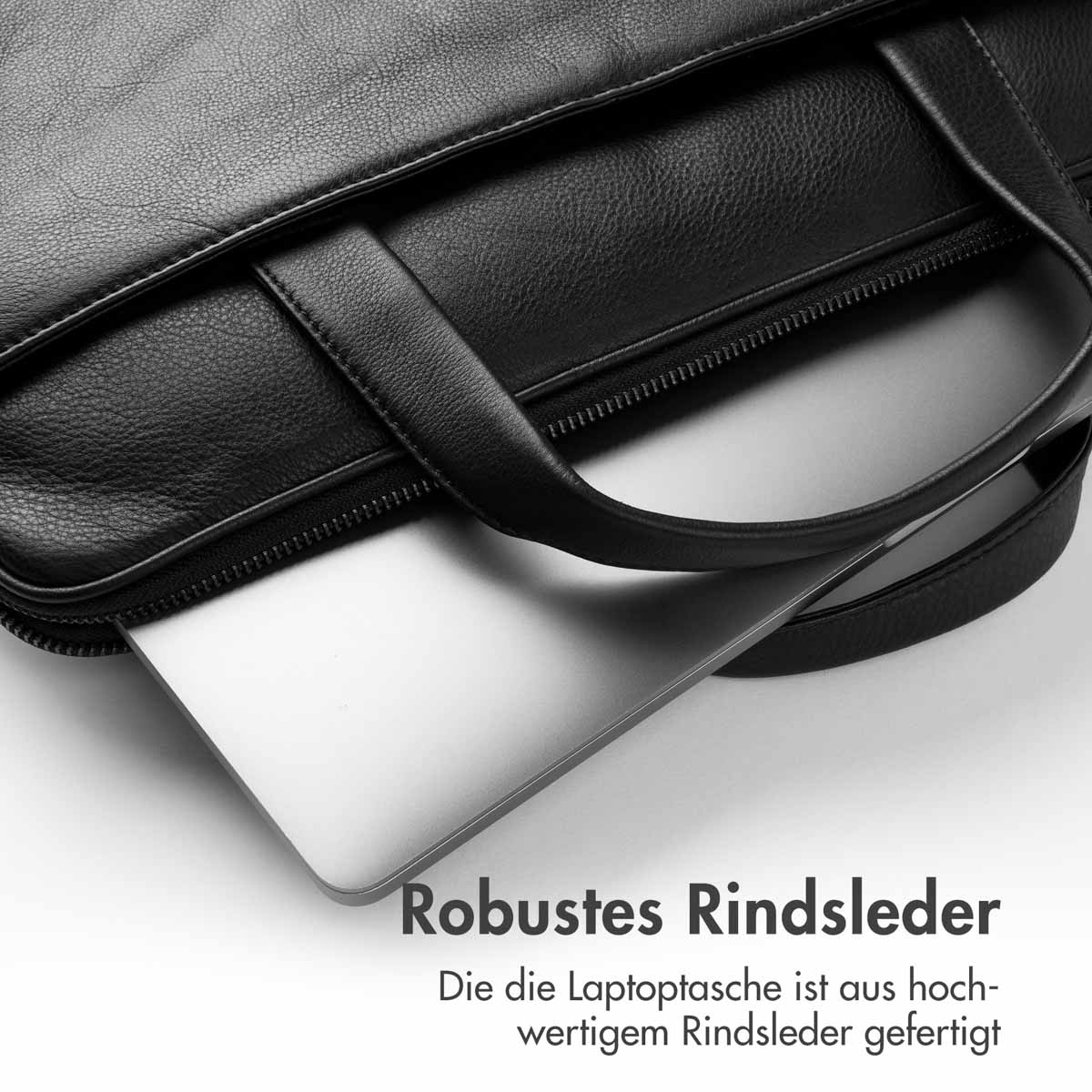 Accezz Leather Laptoptas 16 inch - Zwart - Afbeelding 4