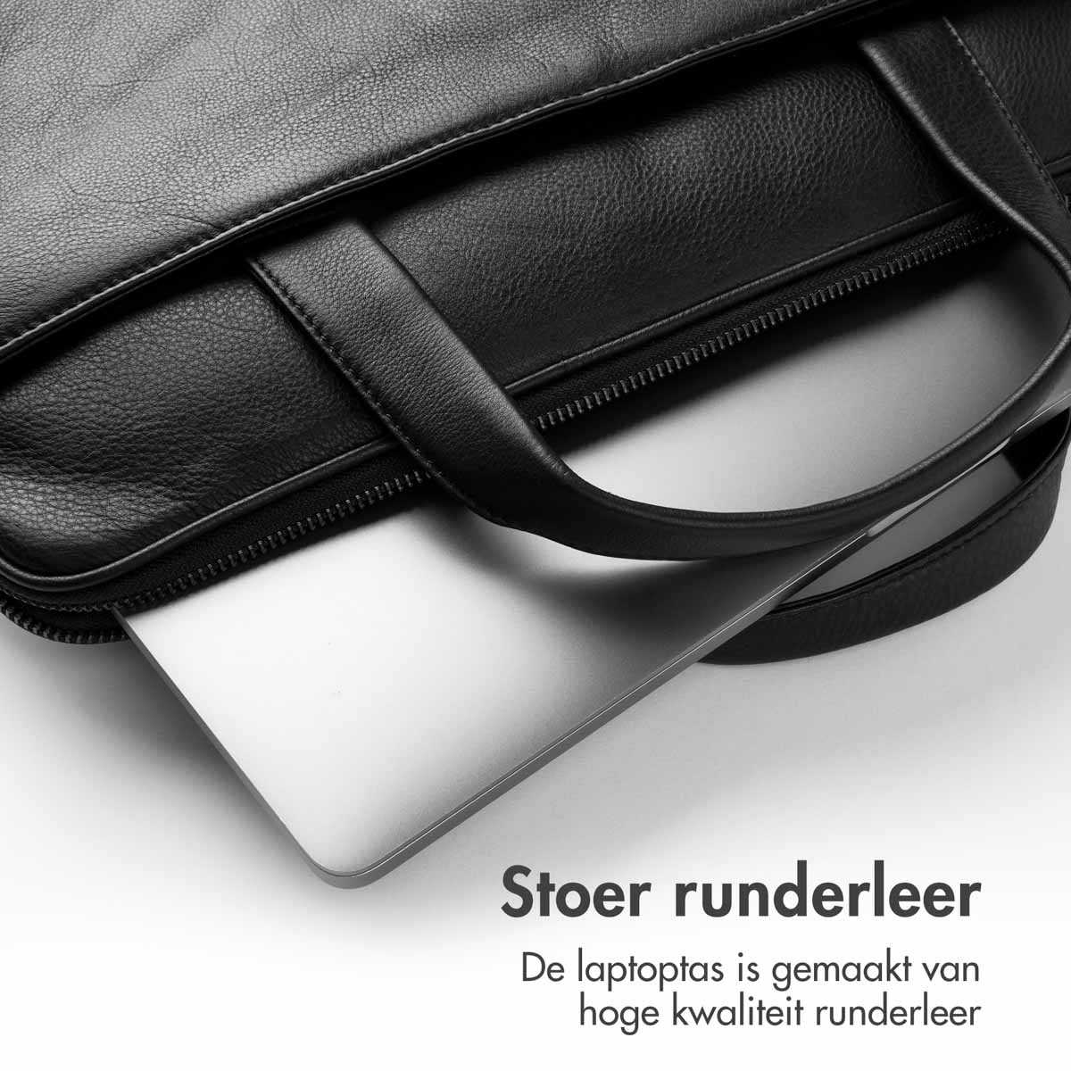 Accezz Leather Laptoptas 16 inch - Zwart - Afbeelding 5