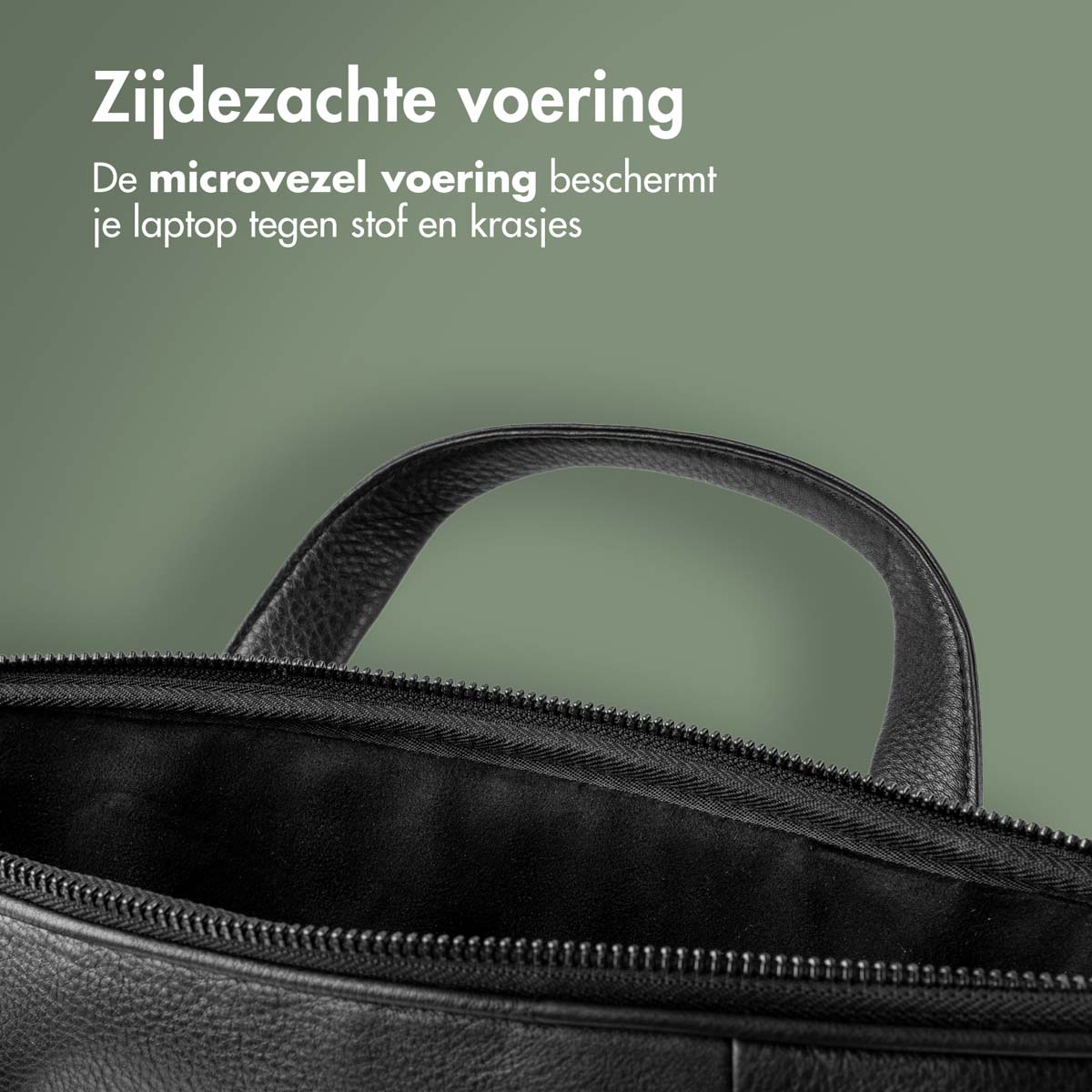 Accezz Leather Laptoptas 16 inch - Zwart - Afbeelding 3