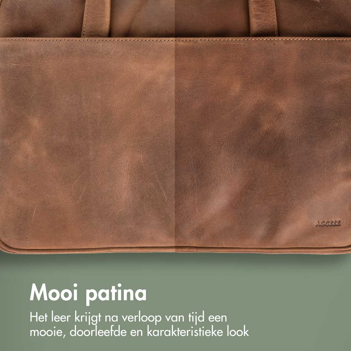 Accezz Leather Laptoptas 16 inch - Cognac - Afbeelding 9