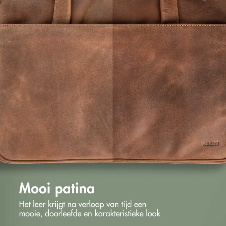 Accezz Leather Laptoptas 16 inch - Cognac - Afbeelding 10