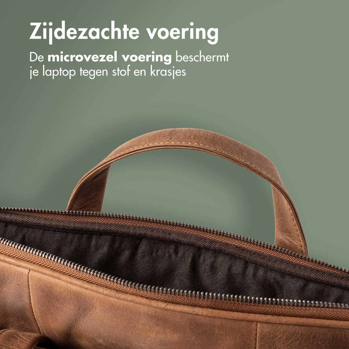 Accezz Leather Laptoptas 16 inch - Cognac - Afbeelding 3