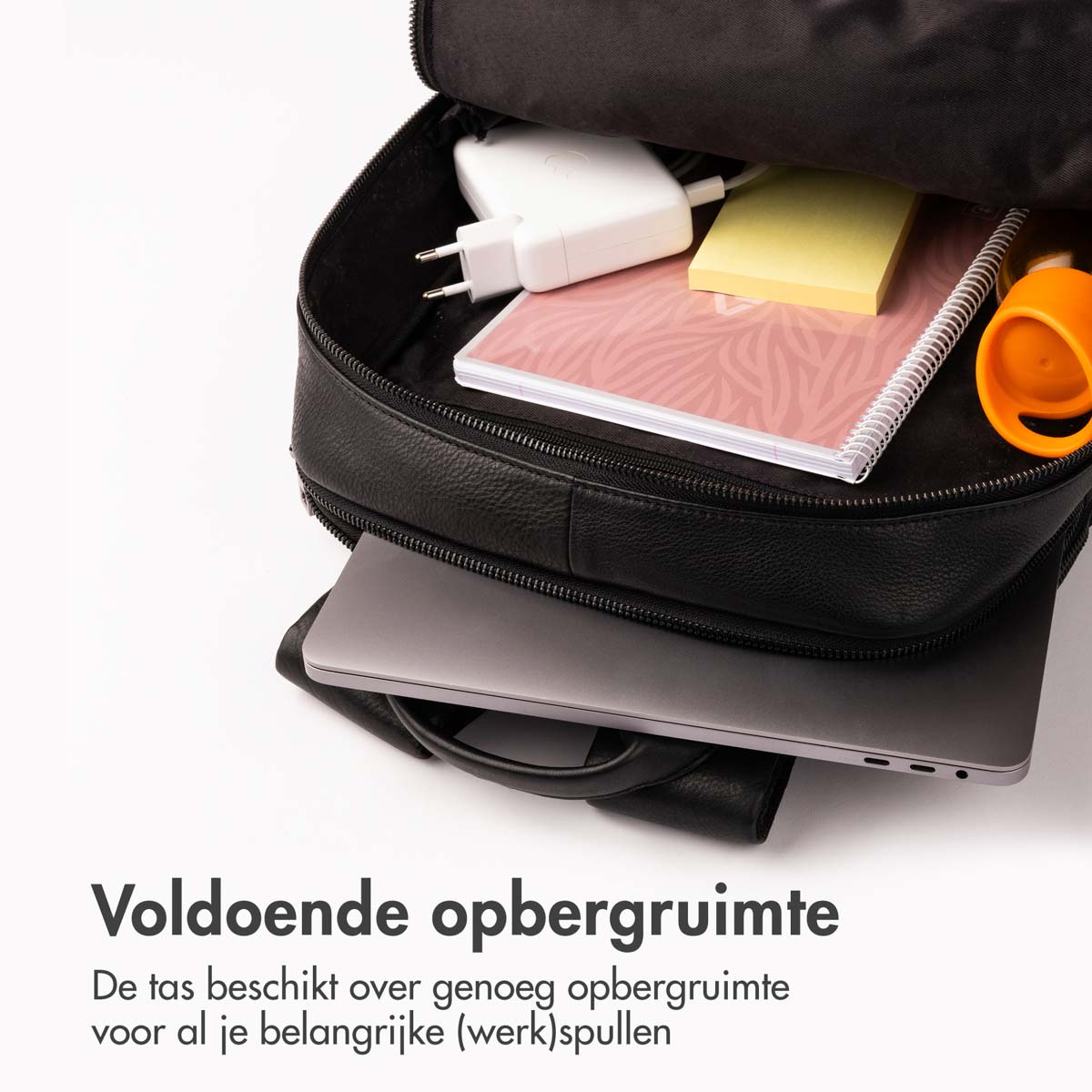 Accezz Leather Laptop rugzak 16 inch - Zwart - Afbeelding 8