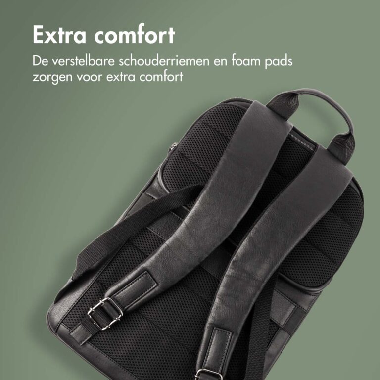 Accezz Leather Laptop rugzak 16 inch - Zwart - Afbeelding 8