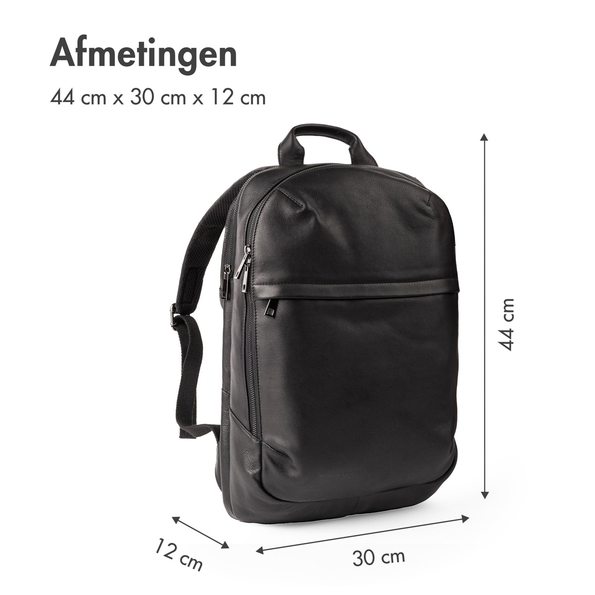 Accezz Leather Laptop rugzak 16 inch - Zwart - Afbeelding 4