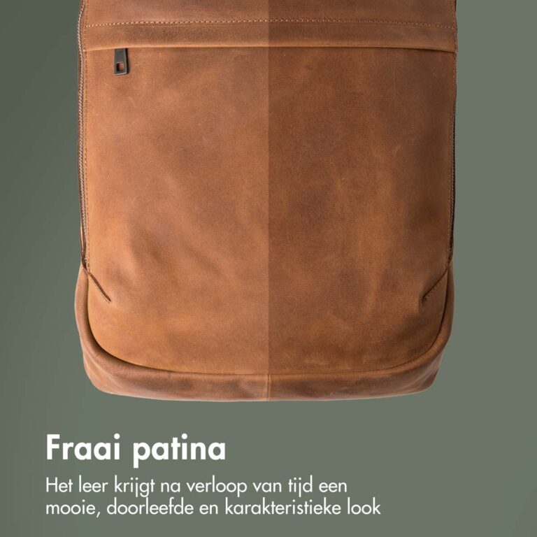 Accezz Leather Laptop rugzak 16 inch - Cognac - Afbeelding 6