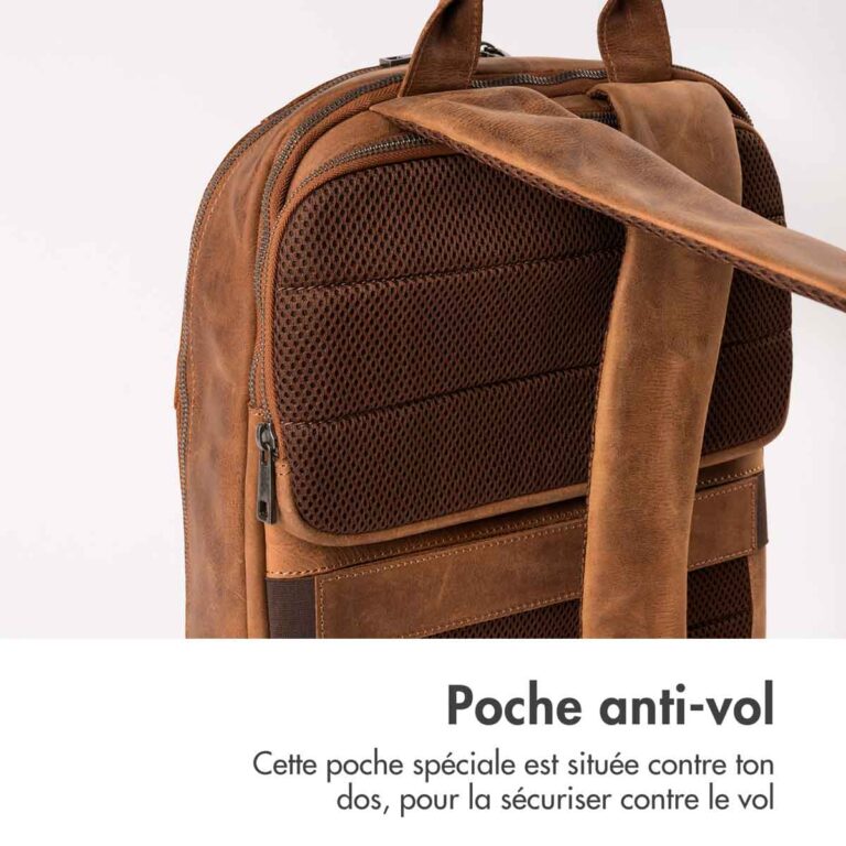 Accezz Leather Laptop rugzak 16 inch - Cognac - Afbeelding 8