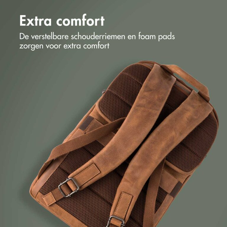 Accezz Leather Laptop rugzak 16 inch - Cognac - Afbeelding 2