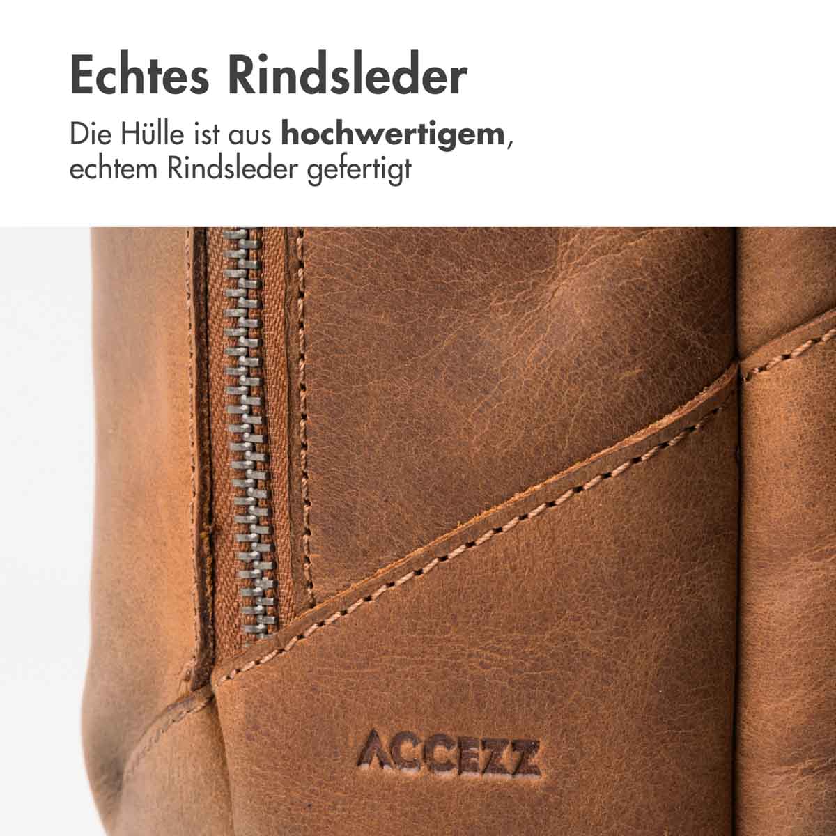 Accezz Leather Laptop rugzak 16 inch - Cognac - Afbeelding 6