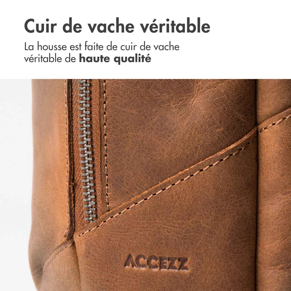 Accezz Leather Laptop rugzak 16 inch - Cognac - Afbeelding 5