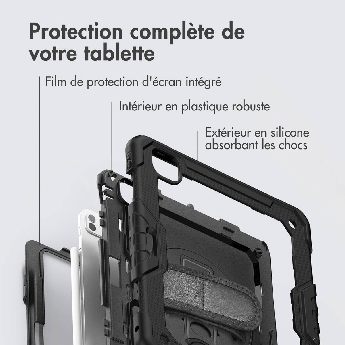 Accezz Rugged Backcover met schouderstrap Apple iPad Pro 13 (2025) M5 / (2024) M4 - Zwart - Afbeelding 7