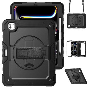 Accezz Rugged Backcover met schouderstrap Apple iPad Pro 13 (2025) M5 / (2024) M4 - Zwart