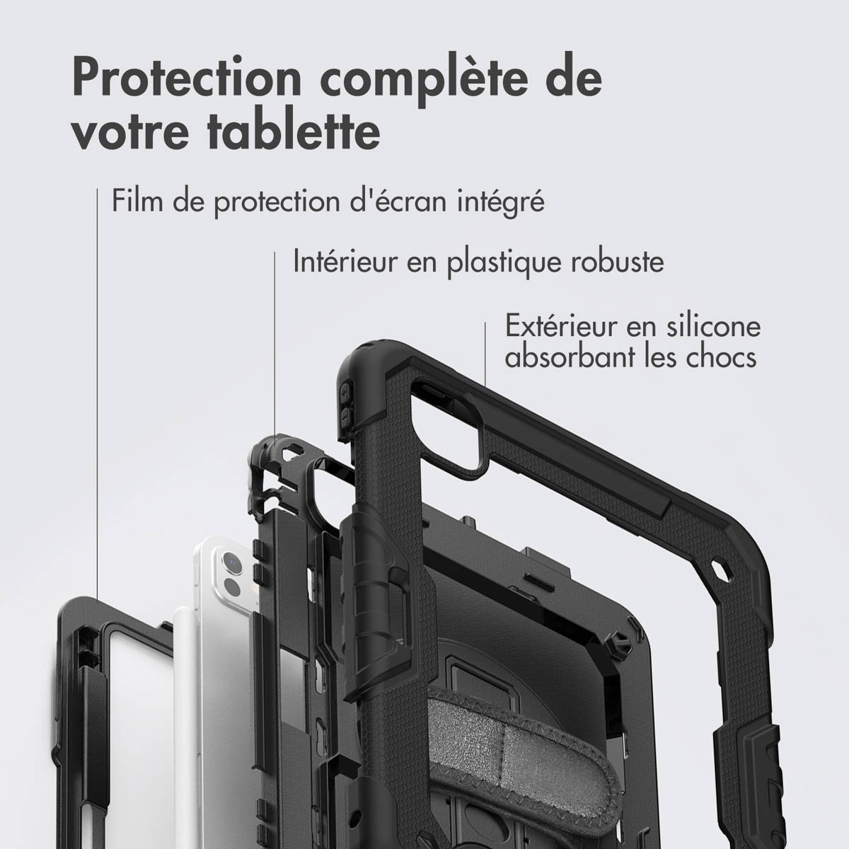 Accezz Rugged Backcover met schouderstrap Apple iPad Pro 11 (2025) M5 / (2024) M4 - Zwart - Afbeelding 7
