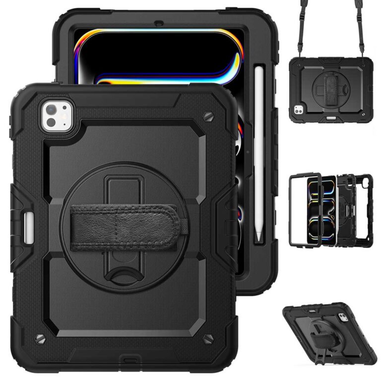 Accezz Rugged Backcover met schouderstrap Apple iPad Pro 11 (2024) M4 - Zwart - Afbeelding 7