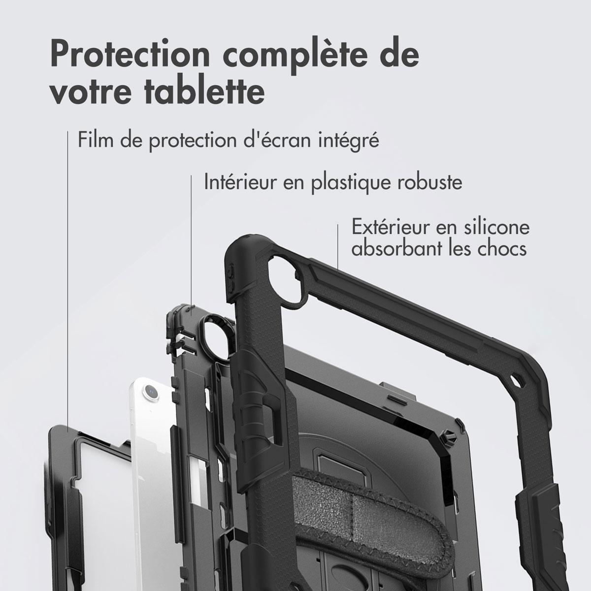 Accezz Rugged Backcover met schouderstrap Apple iPad Air 13 inch (2025) M3 / (2024) M2 - Zwart - Afbeelding 7