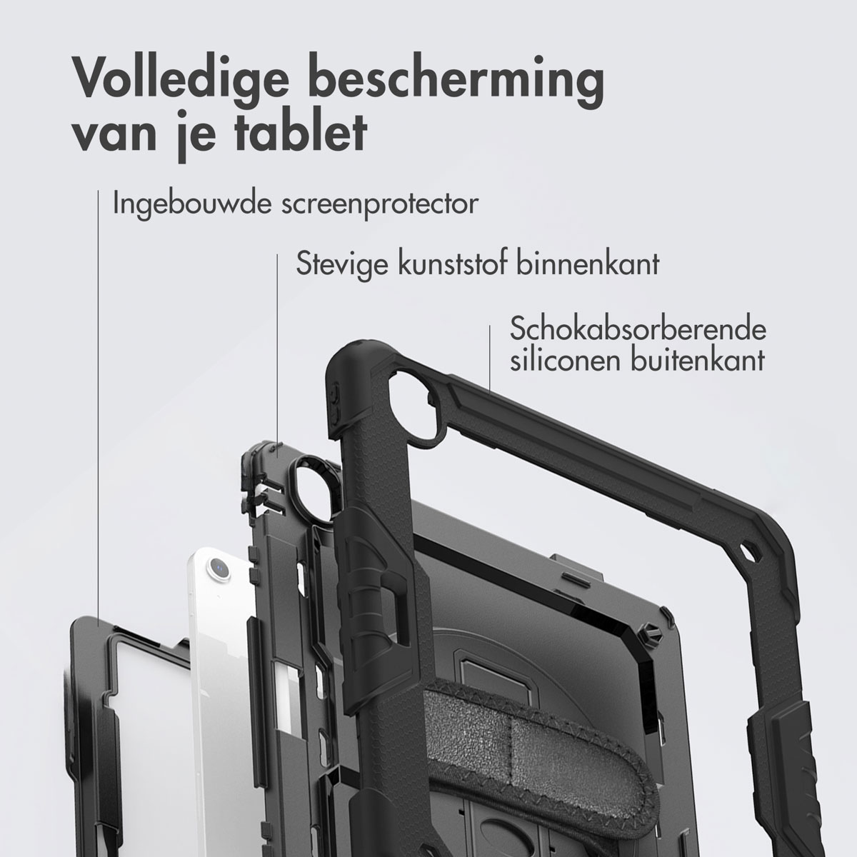 Accezz Rugged Backcover met schouderstrap Apple iPad Air 13 inch (2025) M3 / (2024) M2 - Zwart - Afbeelding 8