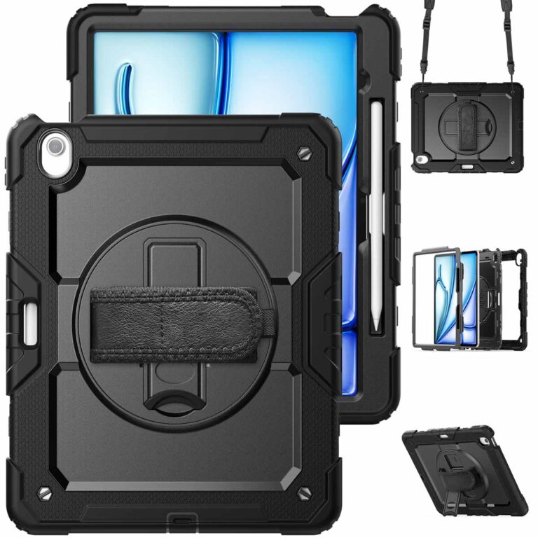 Accezz Rugged Backcover met schouderstrap Apple iPad Air 13 inch (2025) M3 / (2024) M2 - Zwart - Afbeelding 7