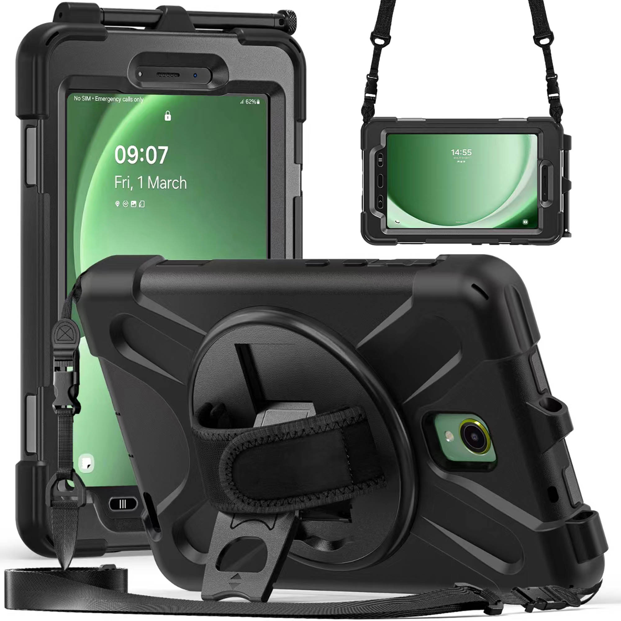 Accezz Full Protective backcover met strap Samsung Galaxy Tab Active 5 - Zwart - Afbeelding 2