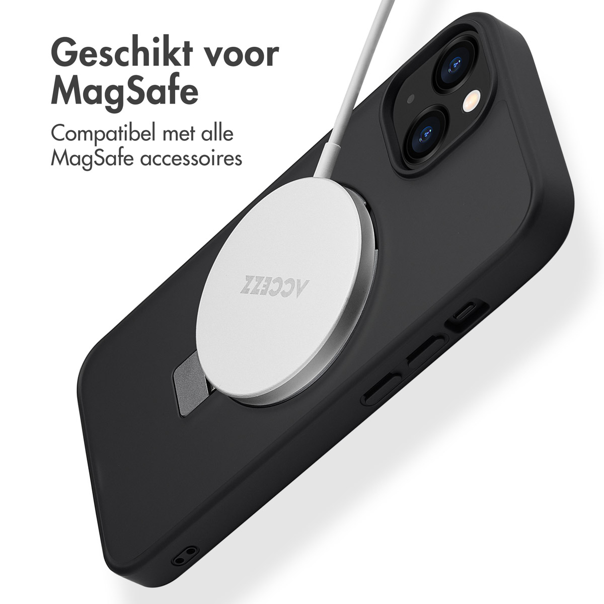 Accezz Ring Stand Backcover met MagSafe Apple iPhone 13 - Zwart - Afbeelding 6