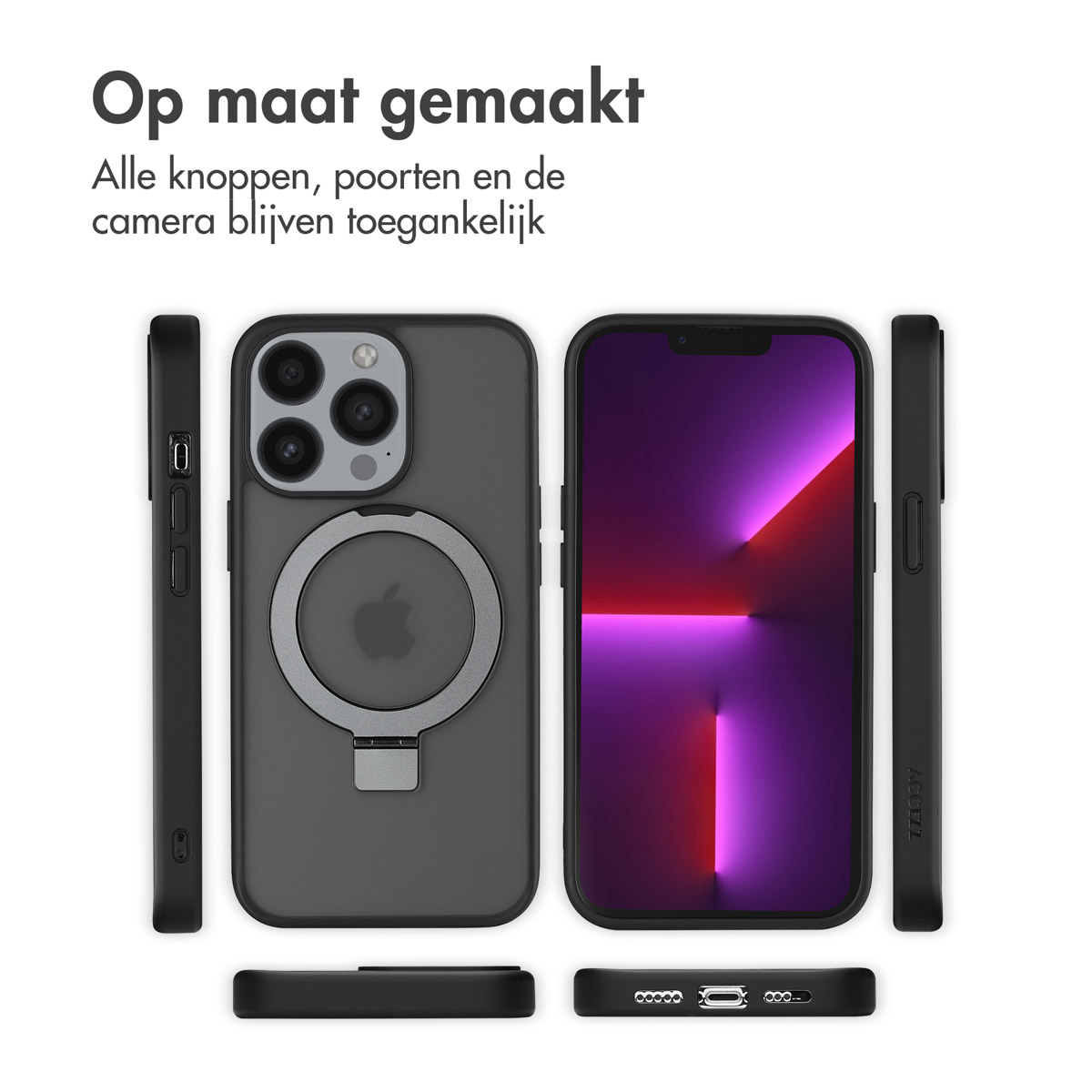 Accezz Ring Stand Backcover met MagSafe Apple iPhone 13 Pro - Zwart - Afbeelding 8