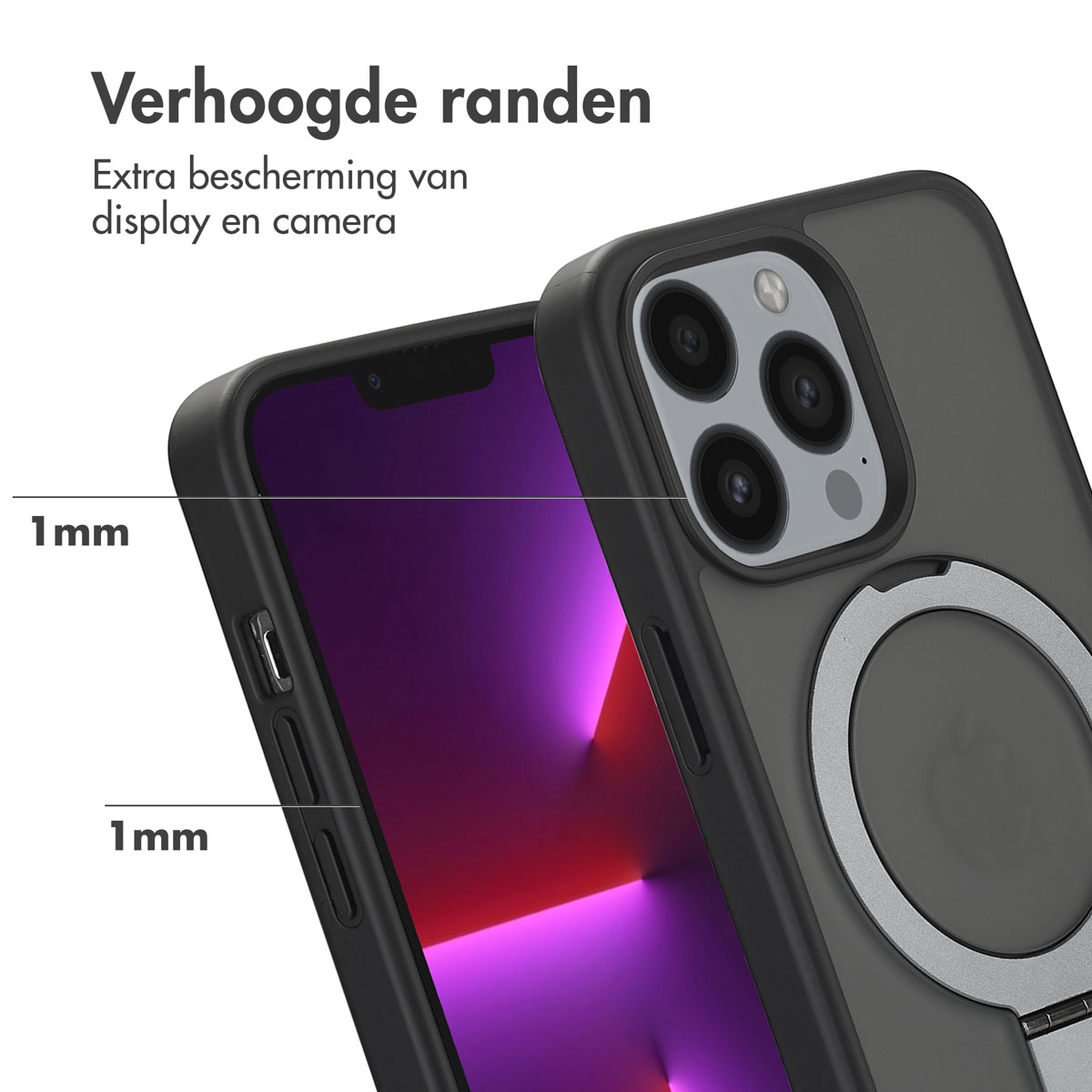 Accezz Ring Stand Backcover met MagSafe Apple iPhone 13 Pro - Zwart - Afbeelding 6