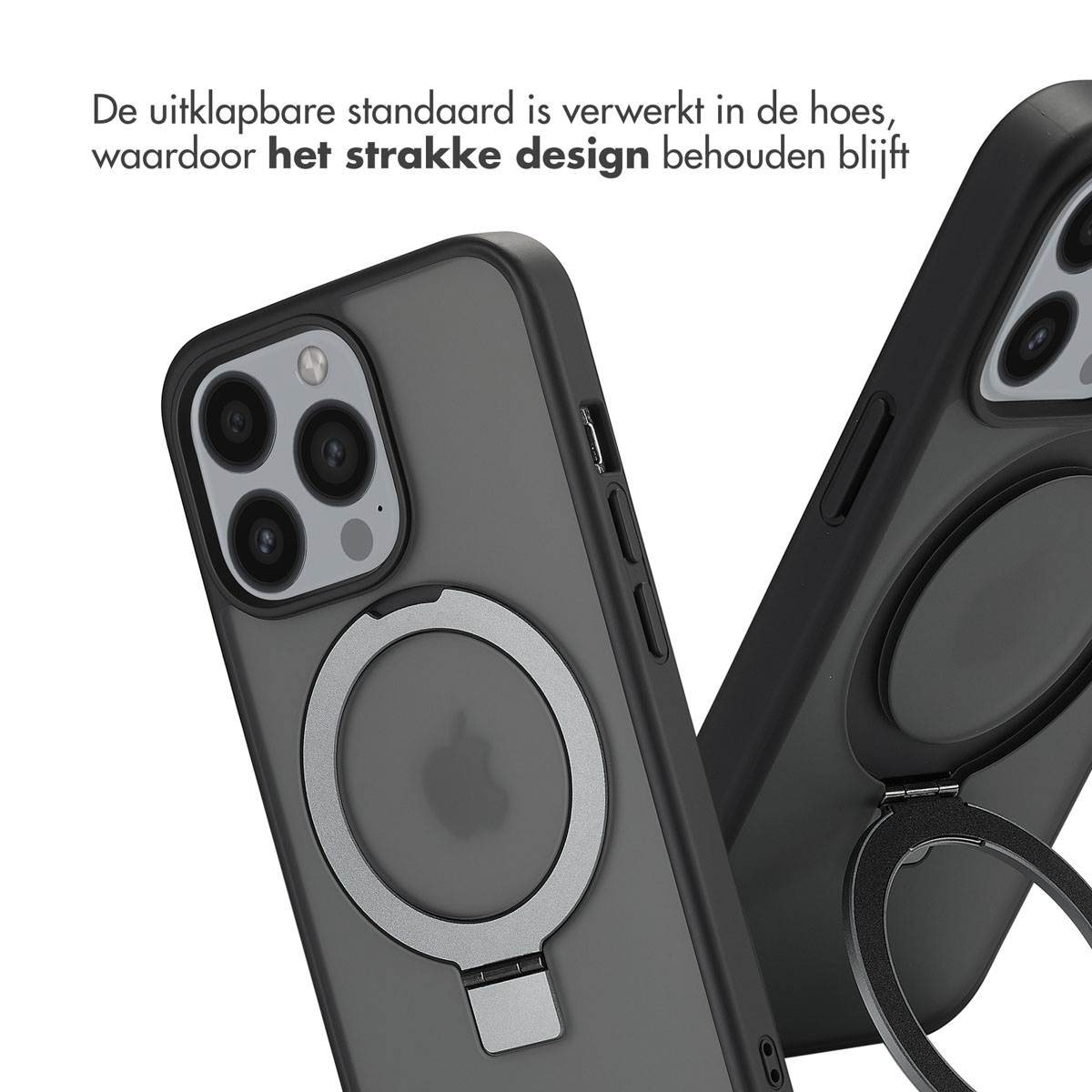 Accezz Ring Stand Backcover met MagSafe Apple iPhone 13 Pro - Zwart - Afbeelding 5