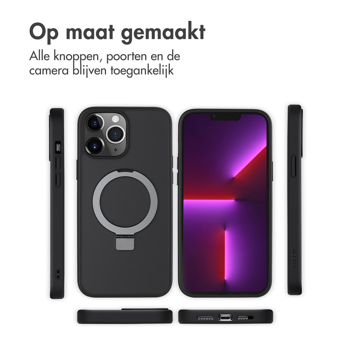 Accezz Ring Stand Backcover met MagSafe Apple iPhone 13 Pro Max - Zwart - Afbeelding 8