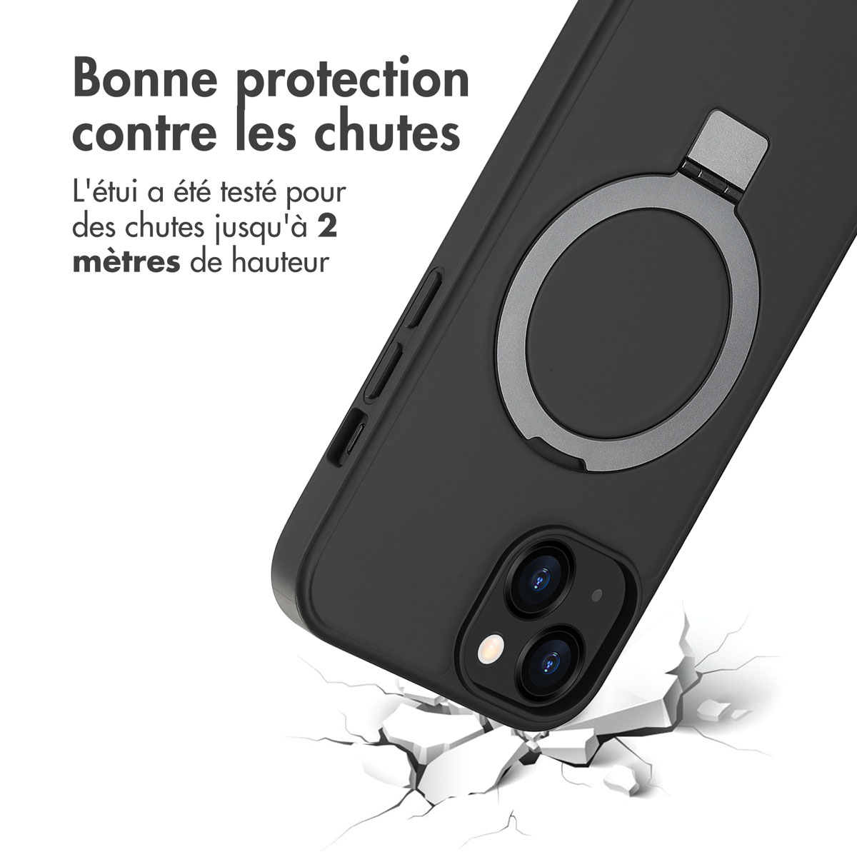 Accezz Ring Stand Backcover met MagSafe Apple iPhone 14 - Zwart - Afbeelding 10