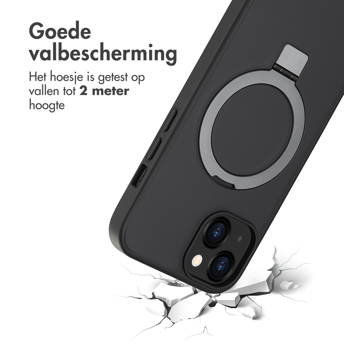 Accezz Ring Stand Backcover met MagSafe Apple iPhone 14 - Zwart - Afbeelding 9