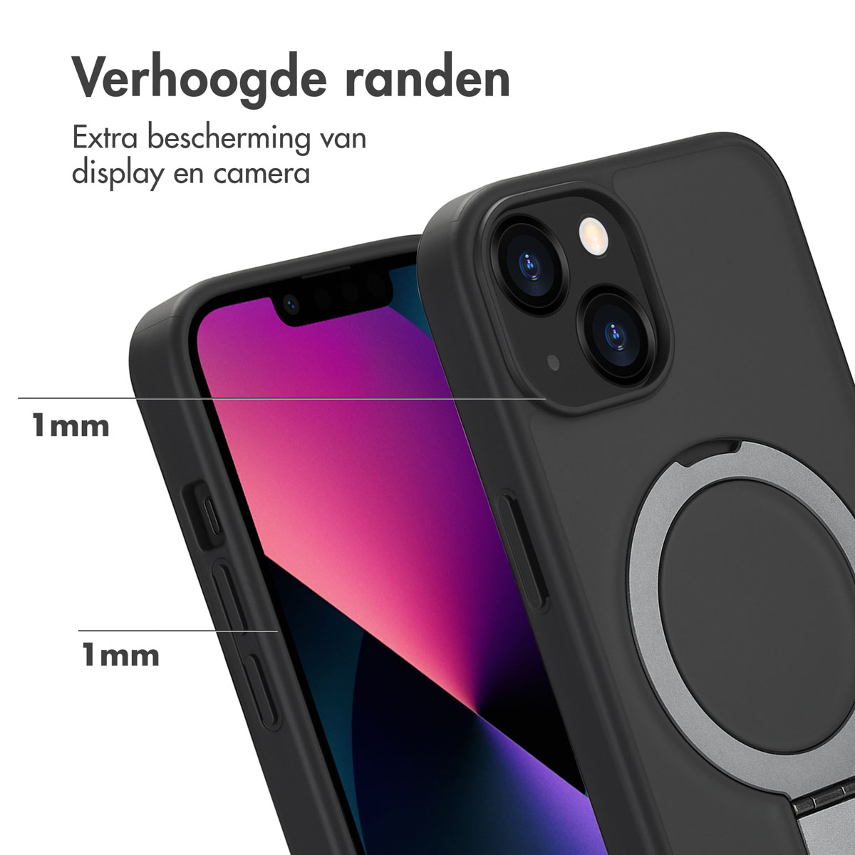 Accezz Ring Stand Backcover met MagSafe Apple iPhone 14 - Zwart - Afbeelding 6