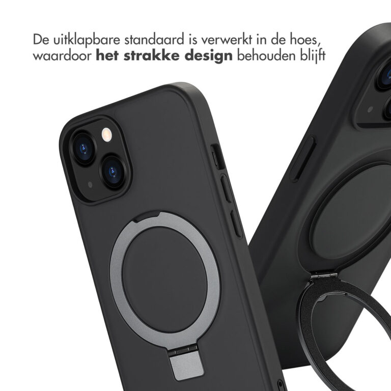 Accezz Ring Stand Backcover met MagSafe Apple iPhone 14 - Zwart - Afbeelding 5