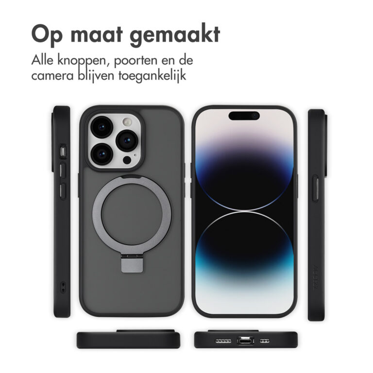 Accezz Ring Stand Backcover met MagSafe Apple iPhone 14 Pro - Zwart - Afbeelding 8