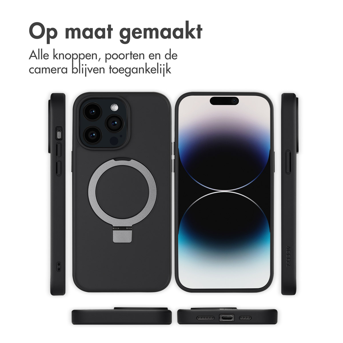 Accezz Ring Stand Backcover met MagSafe Apple iPhone 14 Pro Max - Zwart - Afbeelding 8