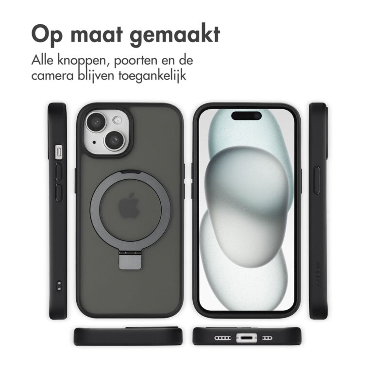 Accezz Ring Stand Backcover met MagSafe Apple iPhone 15 - Zwart - Afbeelding 8