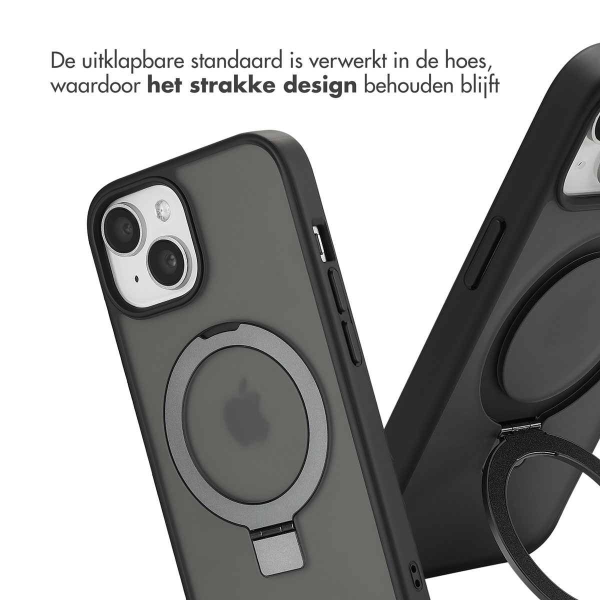 Accezz Ring Stand Backcover met MagSafe Apple iPhone 15 - Zwart - Afbeelding 3