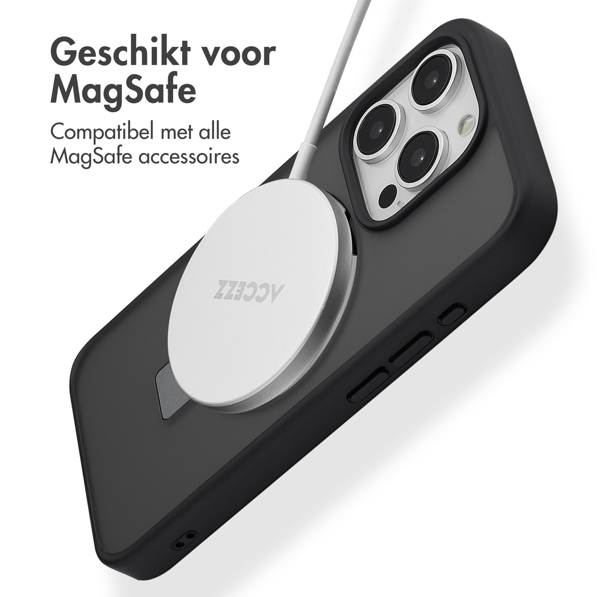 Accezz Ring Stand Backcover met MagSafe Apple iPhone 15 Pro - Zwart - Afbeelding 4