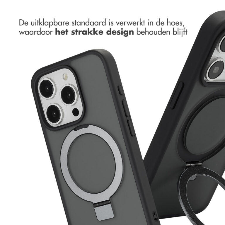 Accezz Ring Stand Backcover met MagSafe Apple iPhone 15 Pro - Zwart - Afbeelding 5